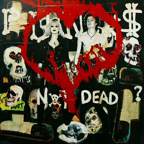 The story of Sid and Nancy.  large painting on canvas with metal objects von Thomas Dellert, Malerei kaufen auf Singulart