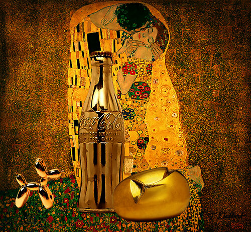 COKE AND THE GOLDEN EGG.   after a pinting by Gustaf Klimt by Thomas Dellert, Digital for Sale on Singulart