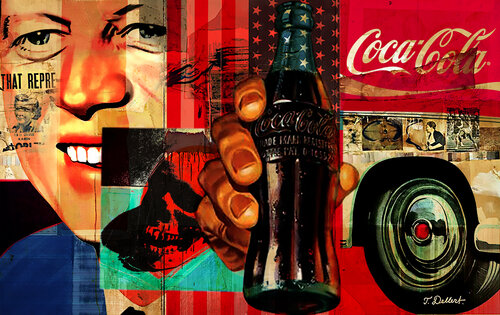 WITH A SMILE AND A COKE.   after a pinting by James Rosenquist van Thomas Dellert, Afdruk te koop op Singulart