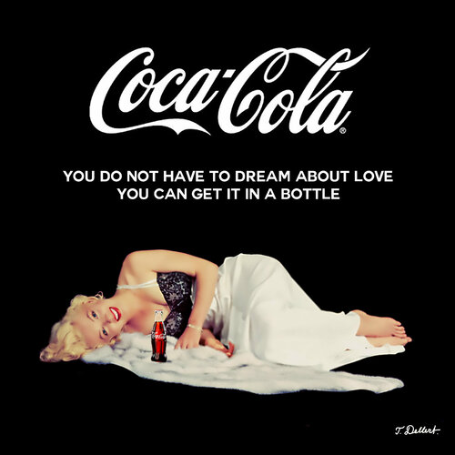 Dreams of  Love and Coca Cola.  after a photograph of Marilyn by Milton Green van Thomas Dellert, Afdruk te koop op Singulart