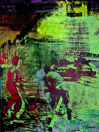 Revolt in East Berlin 1953 green version van Thomas Dellert, Afdruk te koop op Singulart