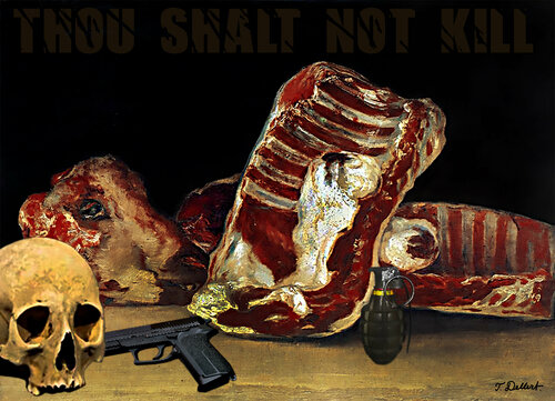 Respect All Lives.  ( Comes in a hand built antique wood frame made in Florence Italy ) par Thomas Dellert, Digital en vente sur Singulart