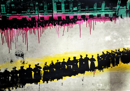 Prelude to a Revolution Hand printed  silk screen on Murillo art-paper  1980 for Andy Warhol by Thomas Dellert par Thomas Dellert, Édition en vente sur Singulart