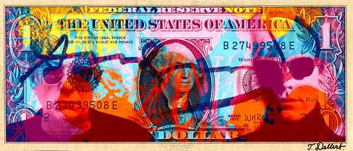 The WARHOL TOMMY DOLLAR BILL.  ( Left Warhol -right Dollar ) par Thomas Dellert, Photographie en vente sur Singulart