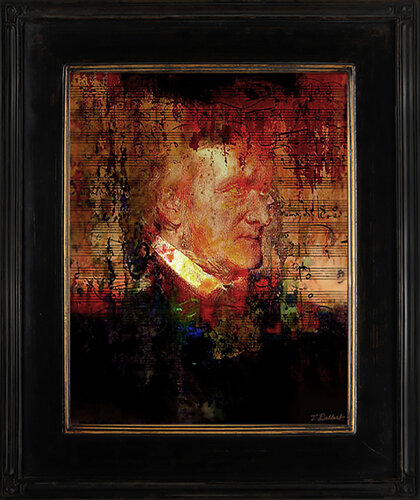 Richard Wagner. Portrait on museum quality canvas  Framed in a hand built period wood frame made in Florence Italy. Simmular to the one on the photo par Thomas Dellert, Édition en vente sur Singulart