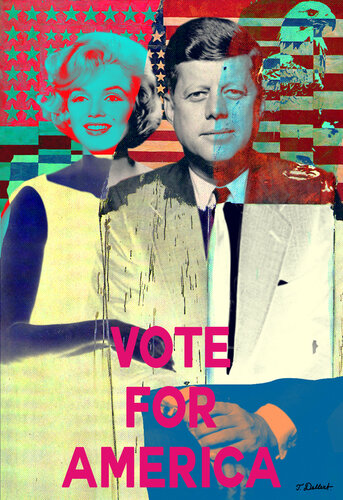 Vote for America   ( Pink Green and Yellow version ) de Thomas Dellert, Impresión a la venta en Singulart