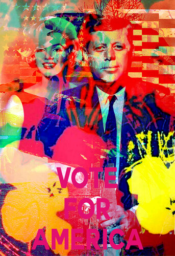 Vote for America.  ( Yellow Pink and Red version ) by Thomas Dellert, Print for Sale on Singulart