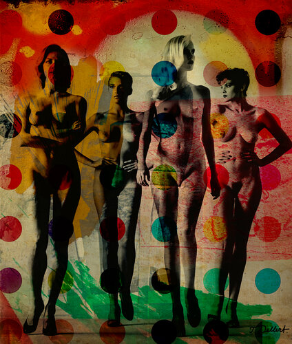 Pop Art Girls   ( homage to  Damien Hirst , grafitti artists world wide and Helmut Newton ) van Thomas Dellert, Afdruk te koop op Singulart
