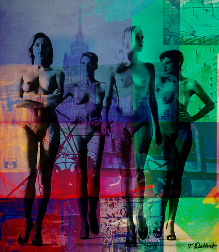 Big City Girls    ( Homage to Robert Rauschenberg & Helmut Newton ) van Thomas Dellert, Afdruk te koop op Singulart