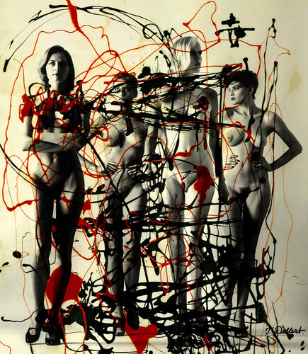 Dripping Girls.     ( Homage to Jackson Pollock & Helmut Newton ) de Thomas Dellert, Impresión a la venta en Singulart