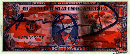 ONE PINK DOLLAR.  Signed Andy   ( Warhol ) Thomas Dellert