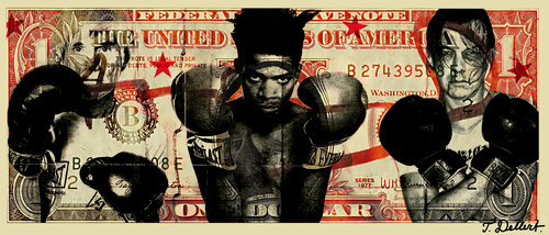 ONE POP ART  DOLLAR. Tres Amigos. ( Warhol Basquiat Dellert 1980 ) par Thomas Dellert, Photographie en vente sur Singulart