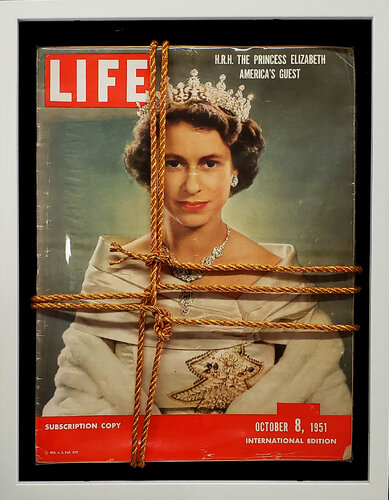 LIFE  Queen Elizabeth  the second then Princess in 1952    The most collectible of all Queen Elizabeth magazines  wrapped in Golden Bondage ropes by Thomas Dellert, Other Media for Sale on Singulart