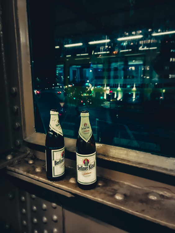 Berlin Kindl Bier.    ( in Berlin you can drink Beer in the U-Bahn ) Thomas Dellert