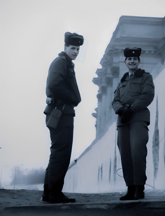 Two DDR east Berlin wall guards 1989 Thomas Dellert