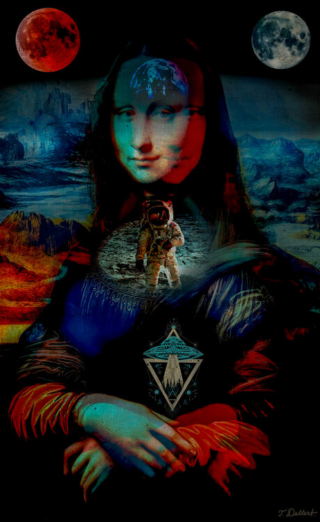 MOON a Lisa.       On Canvas comes in a hand built wood frame made in Florence Italy Thomas Dellert