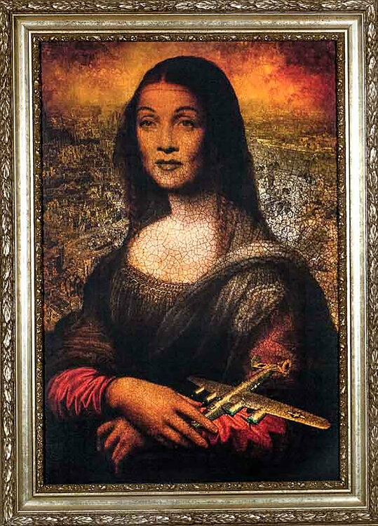 Hommage to Leonardo da Vinci titled The Dresden Madonna. ( Comes in a hand built antique wood frame made in Florence Italy ) Thomas Dellert