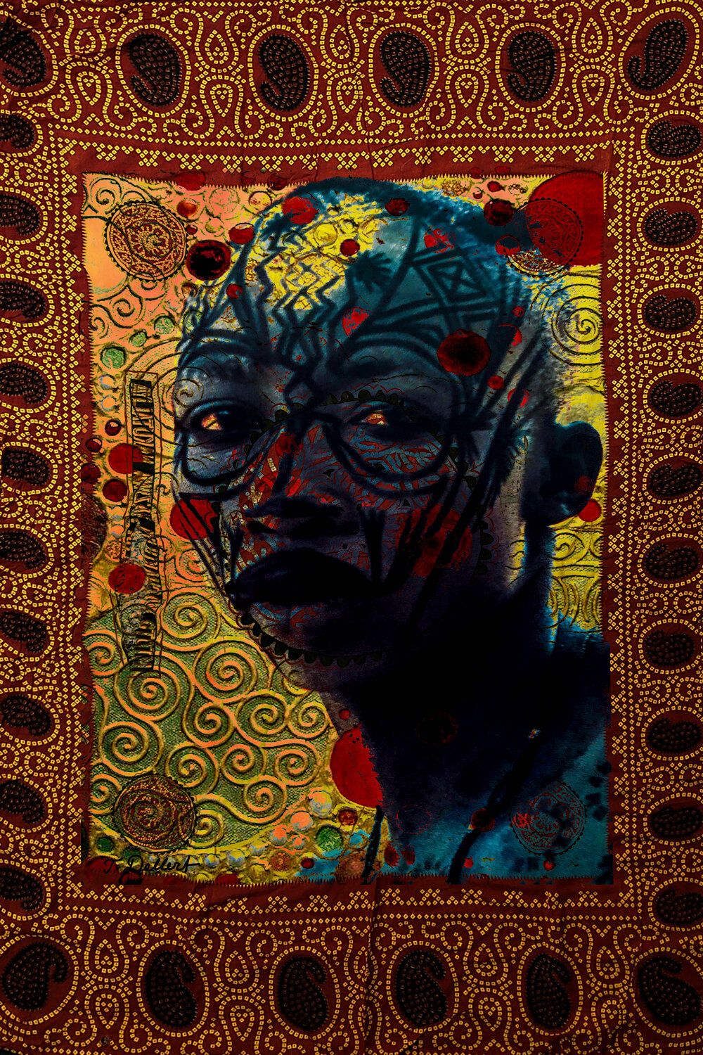 African Tribal Portrait          ( after LENI  Riefenstahl ) Thomas Dellert Stampa in vendita