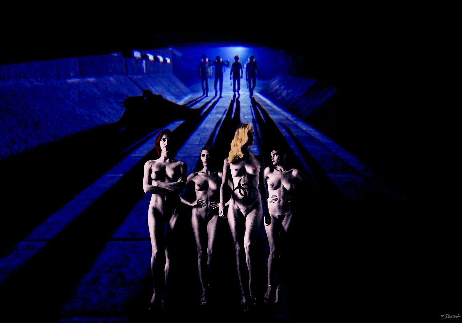 Naked in the Covid 19 tunnel Thomas Dellert Fotografie zu verkaufen