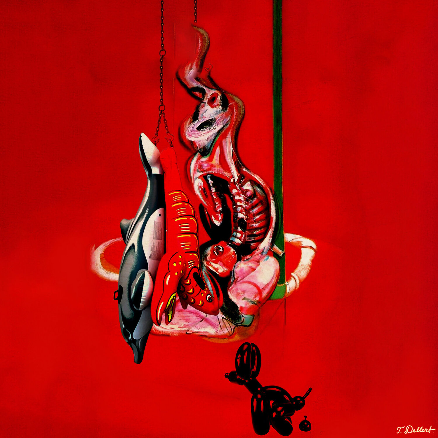 Surf and Turf.   after art by Francis Bacon and Jeff Koons Thomas Dellert Druck zu verkaufen