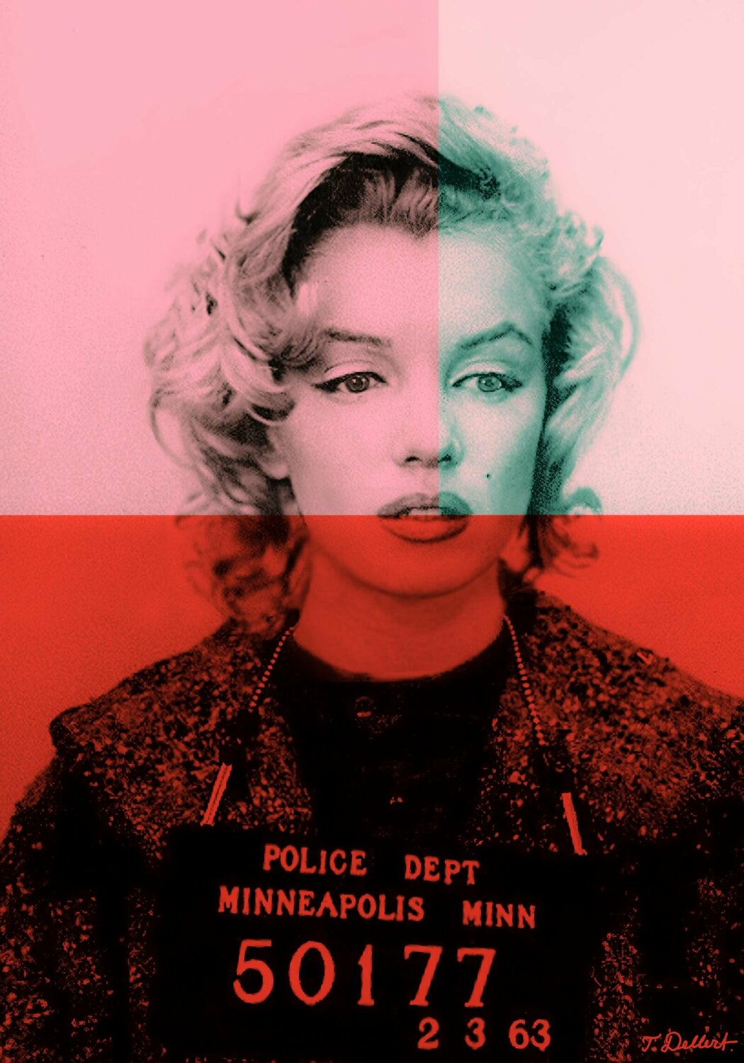 MARILYN MONROE. ( Red and Pink Version ) door Thomas Dellert (2022) :  Fotografie Digitaal op Papier - Singulart, image size:1050x1500