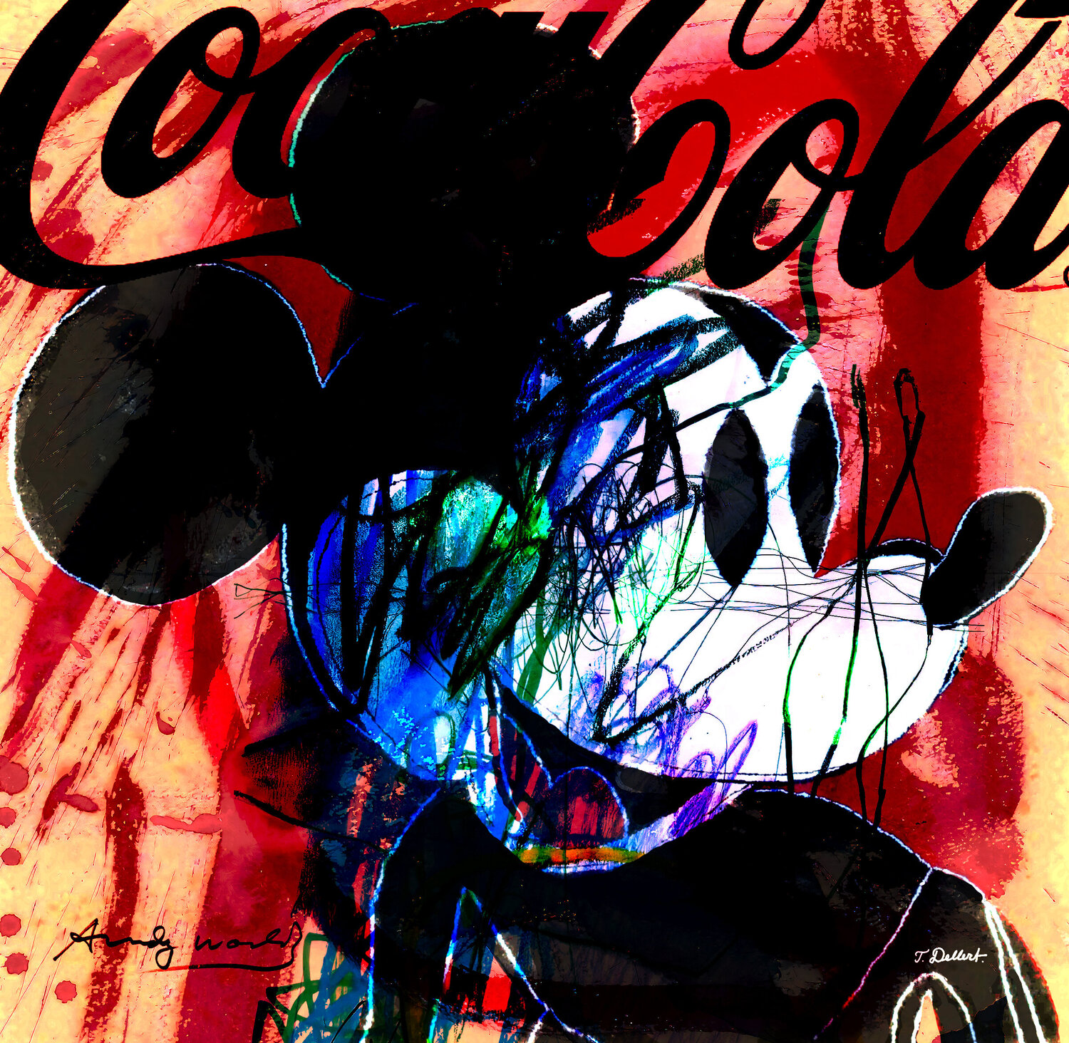 Overpainted  War-Hol  Mouse on Coke Thomas Dellert