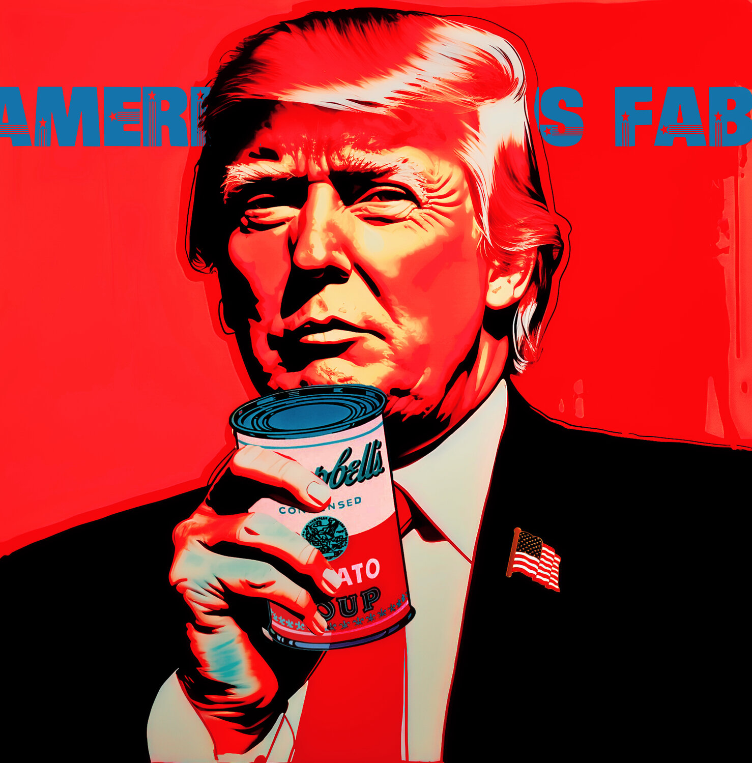 American Icons Trump Warhol and Campbells Thomas Dellert Druck zu verkaufen
