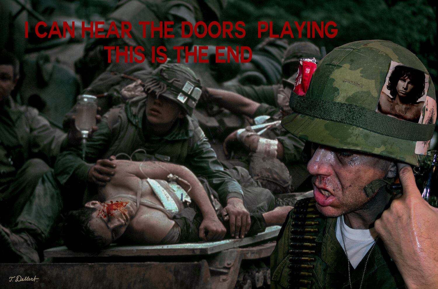 I CAN HEAR  THE DOORS PLAYING . The artist Thomas Dellert as an American Gi in the Vietnam War Thomas Dellert Photographie à vendre