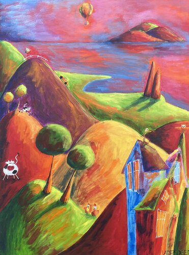 Dreams over the Hills van Jette Ladefoged Madsen, Schilderij te koop op Singulart