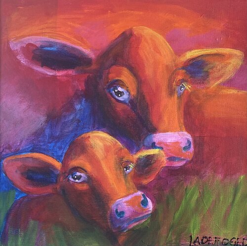 Happy cows de Jette Ladefoged Madsen, Pintura a la venta en Singulart