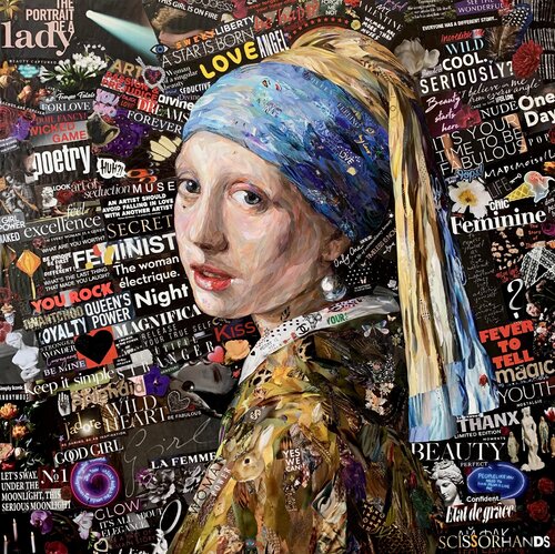 Girl with a pearl earring after Vermeer de Alina Pivnenko, Otros medios a la venta en Singulart