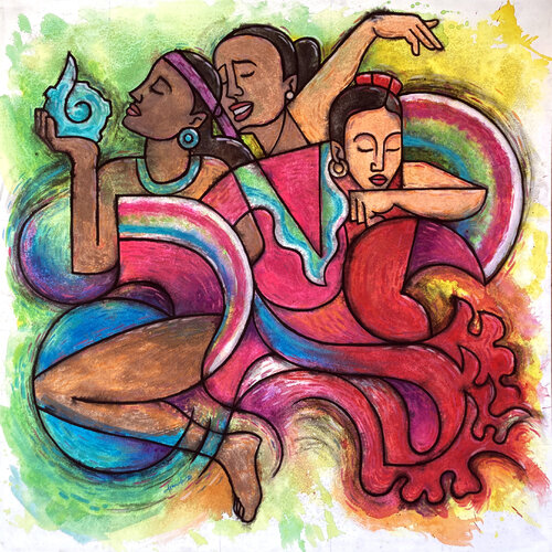 IYOLMACEHUAYOTL (The Dance of the Heart). by Rich Arnauda, Painting for Sale on Singulart
