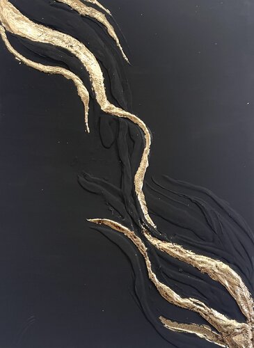 Metal Waves Series: Champagne van Noemi Malpassi, Schilderij te koop op Singulart