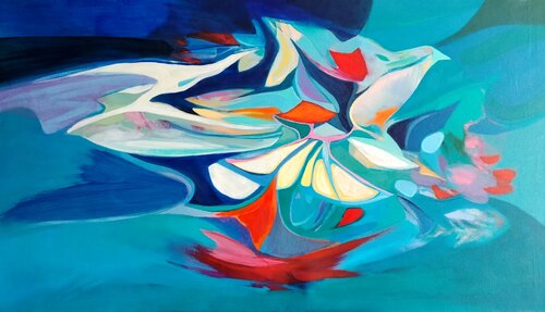 Vuelo de Azules en el corazón by Mario Labarca, Painting for Sale on Singulart