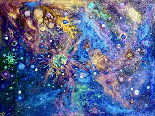 Celestial Mycelium: Emergent Network par Alexander Michael, Peinture en vente sur Singulart