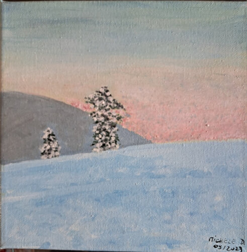 Paysage en Norvège, sous la neige de Michèle D, Pintura a la venta en Singulart
