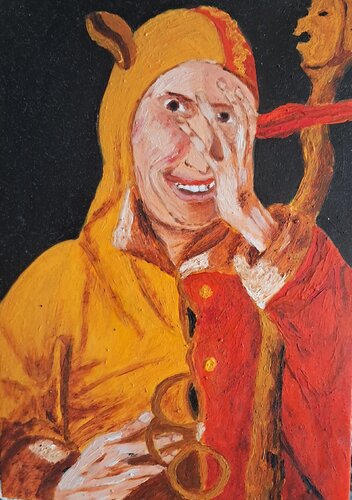 Fou qui regarde à travers ses doigts, inspiré de Jacob Cornelisz de Michèle D, Pintura a la venta en Singulart