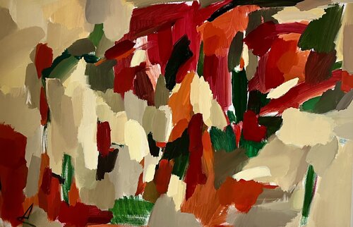 MOOD N7/Orange abstract acrylic painting van Anastasia Sau, Schilderij te koop op Singulart