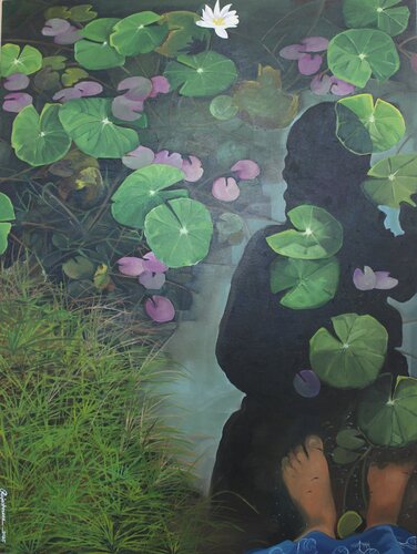 Pond of Wishes de RAJASHREE NAYAK, Pintura a la venta en Singulart