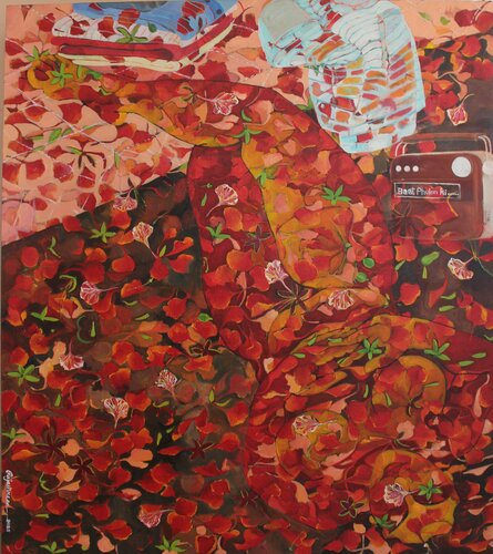 Talk of Flowers by RAJASHREE NAYAK, Painting for Sale on Singulart