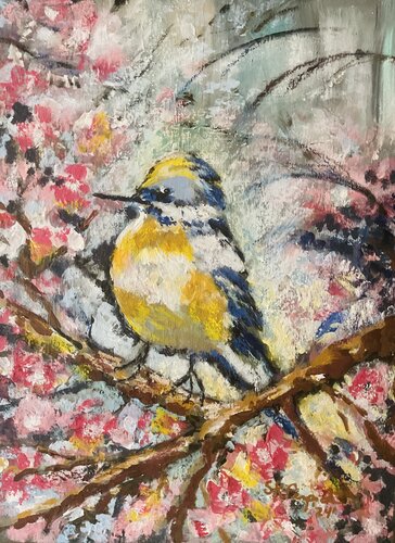 Bird in Bloom by Susan Perpich, Painting for Sale on Singulart