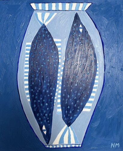 Blue fish vase. by Nancy McKie, Painting for Sale on Singulart