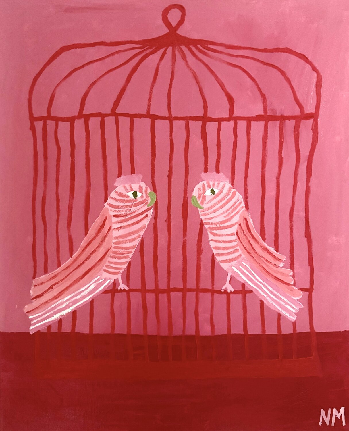 Two pink birds. Nancy McKie