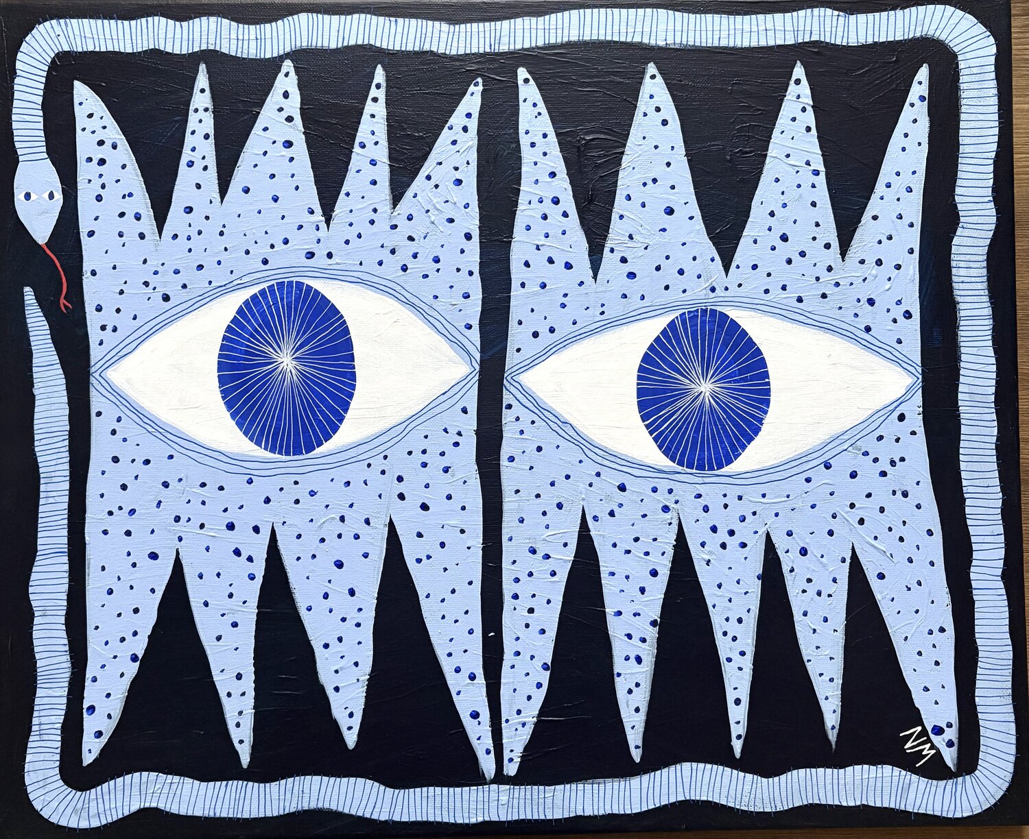 Blue eyes and snake. Nancy McKie