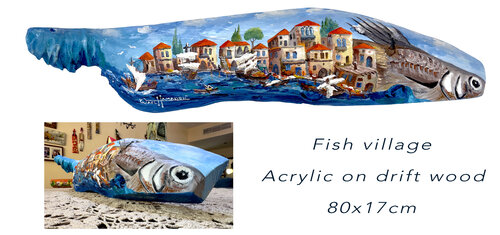 FISH VILLAGE par Wael Hamadeh, Peinture en vente sur Singulart