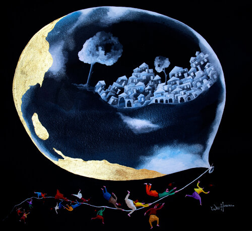 The unbreakable village by Wael Hamadeh, 회화 for Sale on Singulart