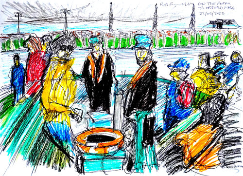 ON THE FERRY TO ORFORD NESS by Robert Fairclough, 소묘 for Sale on Singulart