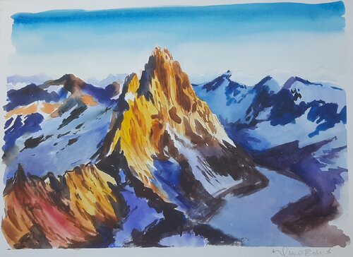 La hora dorada en el Chaltén par Clara Eder, Peinture en vente sur Singulart