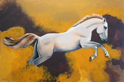 Caballo Blanco (White Horse) van David Zamudio, Schilderij te koop op Singulart