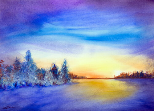 A Wintery Season van David Zamudio, Schilderij te koop op Singulart